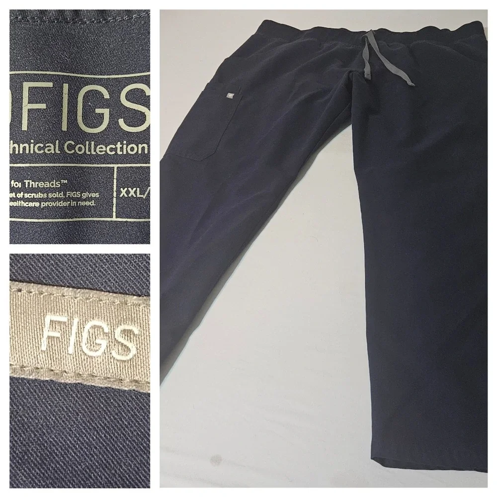 Figs‎ Technical Collection Mens Scrub Pants Black 2XL Joggers Drawstring NAVY